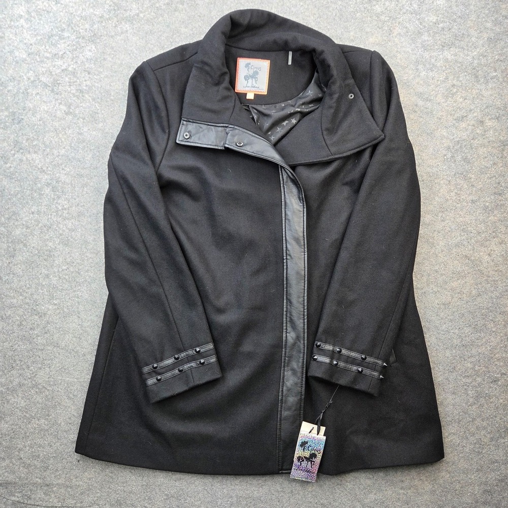 Circus‎ By Sam Edelman Coat Womens XL Black Wool Overcoat Studded Star Lining